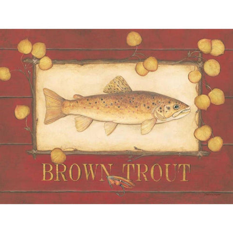 Brown Trout Gold Ornate Wood Framed Art Print with Double Matting by Marrott, Stephanie