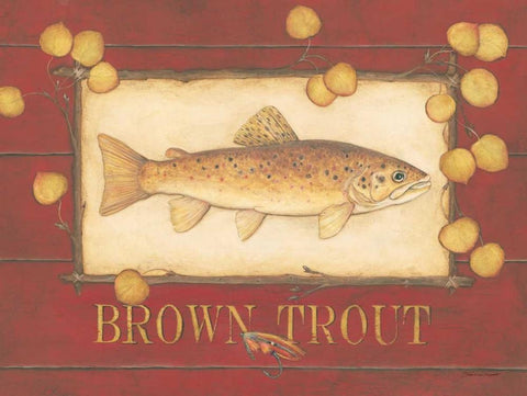 Brown Trout Black Ornate Wood Framed Art Print with Double Matting by Marrott, Stephanie