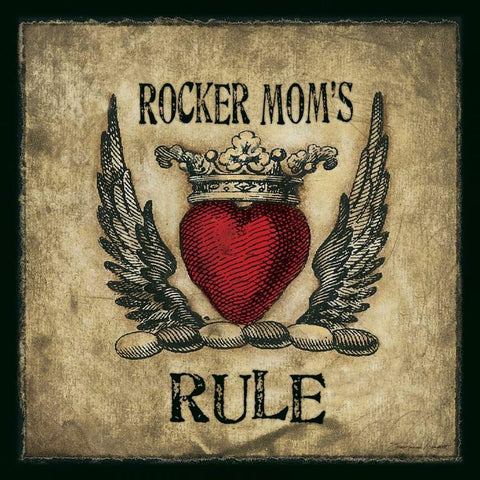 Rocker Moms Rule Gold Ornate Wood Framed Art Print with Double Matting by Marrott, Stephanie