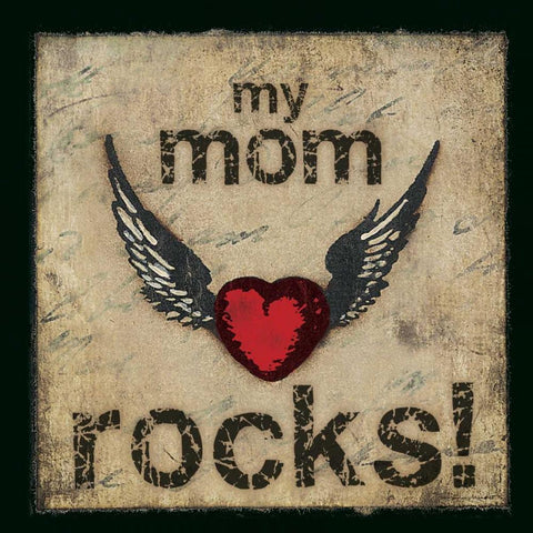 My Mom Rocks White Modern Wood Framed Art Print with Double Matting by Marrott, Stephanie