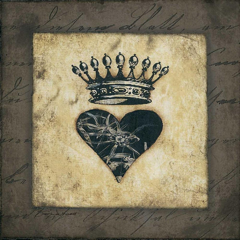 Heart Crown White Modern Wood Framed Art Print with Double Matting by Marrott, Stephanie