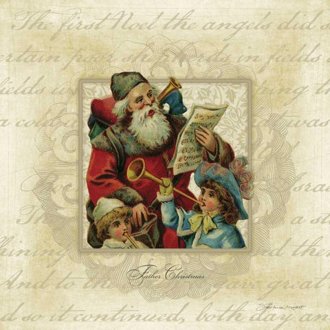 Father Christmas White Modern Wood Framed Art Print with Double Matting by Marrott, Stephanie