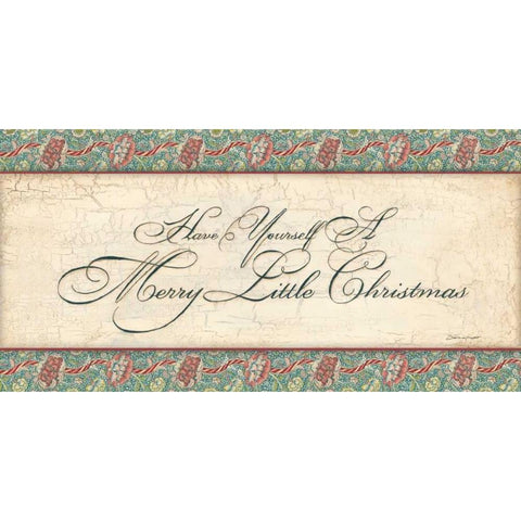 Merry Little Christmas Gold Ornate Wood Framed Art Print with Double Matting by Marrott, Stephanie