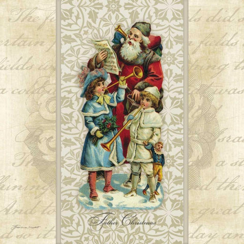 Father Christmas Black Ornate Wood Framed Art Print with Double Matting by Marrott, Stephanie