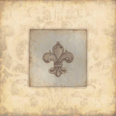 Fleur De Lis V Black Ornate Wood Framed Art Print with Double Matting by Marrott, Stephanie