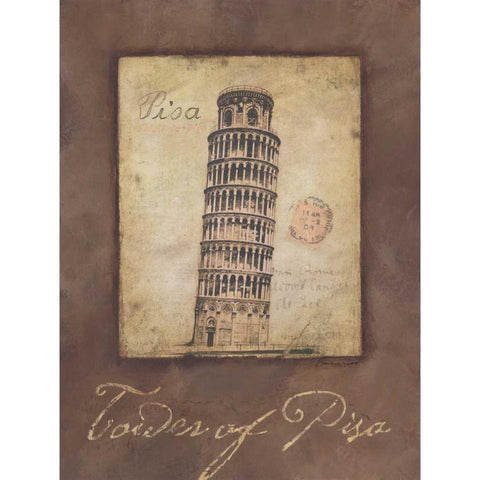 Tower of Pisa White Modern Wood Framed Art Print by Marrott, Stephanie