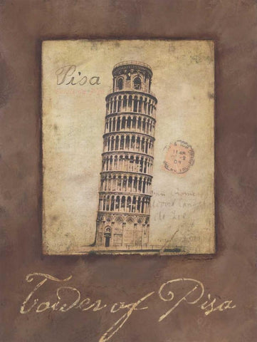 Tower of Pisa Black Ornate Wood Framed Art Print with Double Matting by Marrott, Stephanie