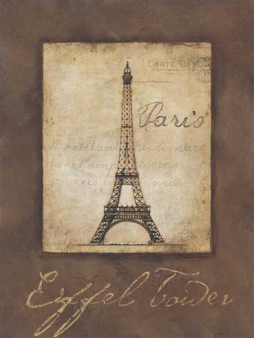 Eiffel Tower Black Ornate Wood Framed Art Print with Double Matting by Marrott, Stephanie