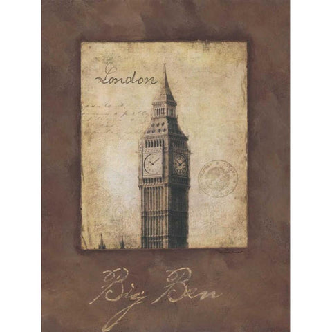 Big Ben Gold Ornate Wood Framed Art Print with Double Matting by Marrott, Stephanie