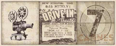 Drive-In Black Ornate Wood Framed Art Print with Double Matting by Marrott, Stephanie