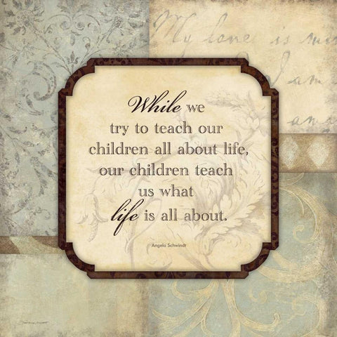 Teach Our Children Gold Ornate Wood Framed Art Print with Double Matting by Marrott, Stephanie