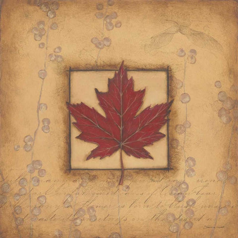 Maple Leaf Black Ornate Wood Framed Art Print with Double Matting by Marrott, Stephanie