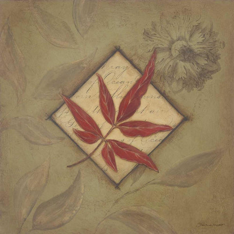 Red Leaf Gold Ornate Wood Framed Art Print with Double Matting by Marrott, Stephanie