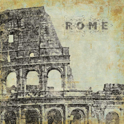 Rome Black Ornate Wood Framed Art Print with Double Matting by Marrott, Stephanie