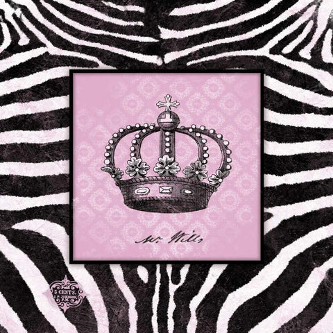 Zebra Crown II Gold Ornate Wood Framed Art Print with Double Matting by Marrott, Stephanie