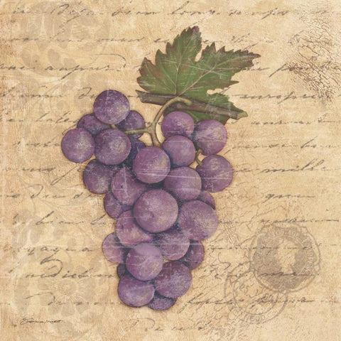 Grapes I Black Ornate Wood Framed Art Print with Double Matting by Marrott, Stephanie