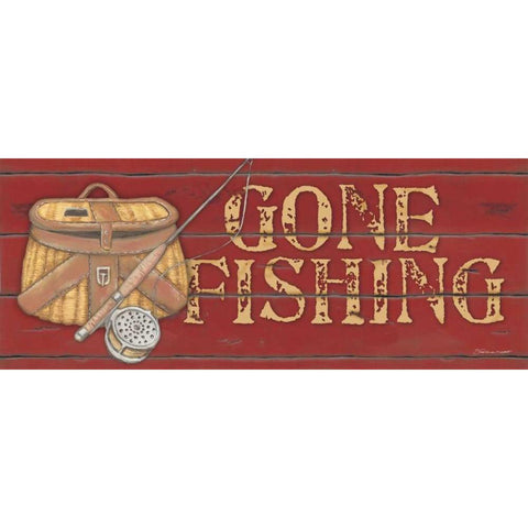 Gone Fishing White Modern Wood Framed Art Print by Marrott, Stephanie