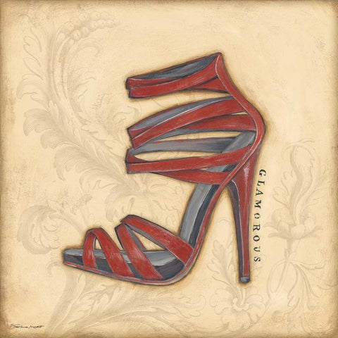 Glamorous Red Heel Black Ornate Wood Framed Art Print with Double Matting by Marrott, Stephanie