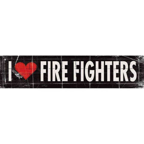 I Love Firefighters Gold Ornate Wood Framed Art Print with Double Matting by Marrott, Stephanie