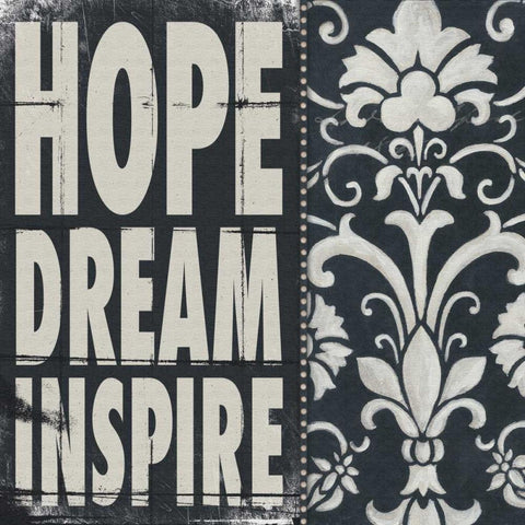 Hope Dream Inspire Black Ornate Wood Framed Art Print with Double Matting by Marrott, Stephanie