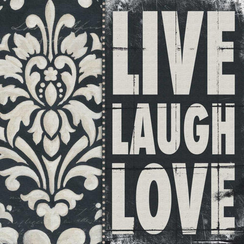 Live Laugh Love Black Modern Wood Framed Art Print with Double Matting by Marrott, Stephanie