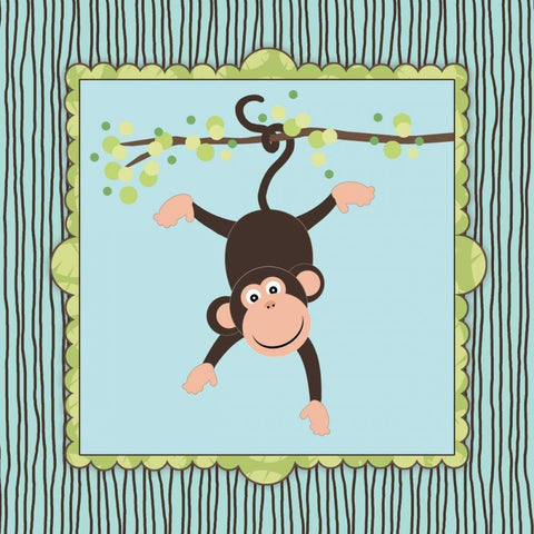 Hanging Monkey I Black Ornate Wood Framed Art Print with Double Matting by Marrott, Stephanie