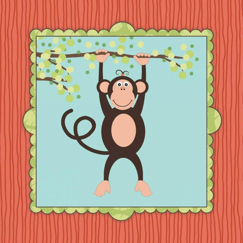 Hanging Monkey II Black Ornate Wood Framed Art Print with Double Matting by Marrott, Stephanie