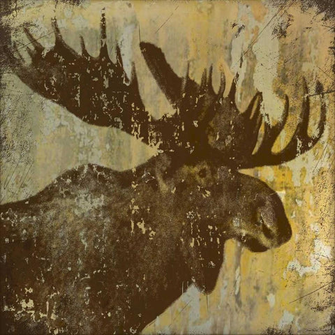 Lodge Moose Black Ornate Wood Framed Art Print with Double Matting by Marrott, Stephanie