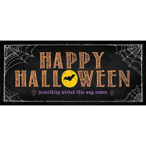 Happy Halloween Black Modern Wood Framed Art Print with Double Matting by Marrott, Stephanie