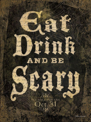 Eat, Drink and Be Scary Black Ornate Wood Framed Art Print with Double Matting by Marrott, Stephanie