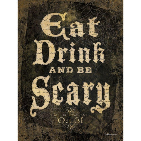 Eat, Drink and Be Scary Gold Ornate Wood Framed Art Print with Double Matting by Marrott, Stephanie