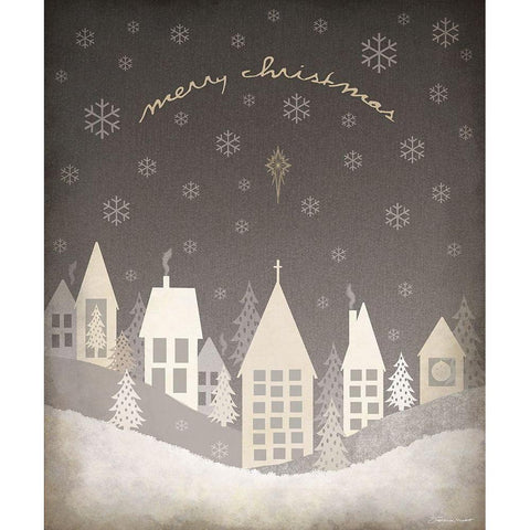 Christmas Village White Modern Wood Framed Art Print by Marrott, Stephanie