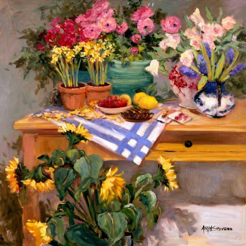 Fresh Flower I White Modern Wood Framed Art Print by Stevens, Allayn