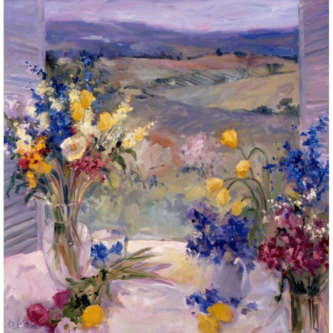 Tuscany Floral Black Modern Wood Framed Art Print with Double Matting by Stevens, Allayn