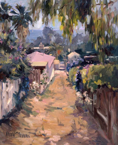 Coastal Pathway White Modern Wood Framed Art Print with Double Matting by Stevens, Allayn