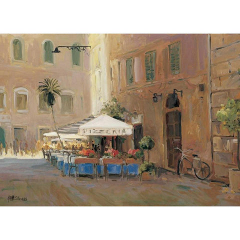 Cafe Roma Black Modern Wood Framed Art Print with Double Matting by Stevens, Allayn