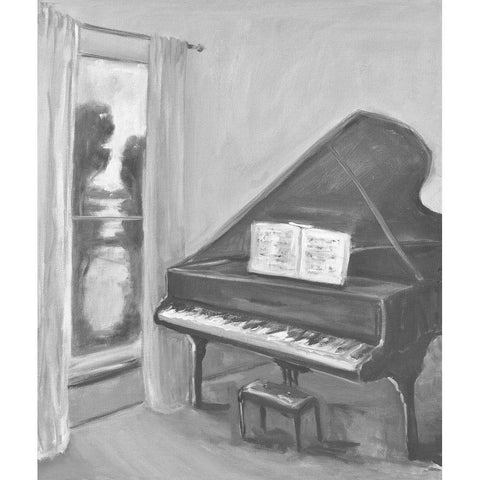 Piano -2 BW Black Modern Wood Framed Art Print by Stevens, Allayn