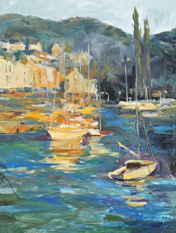 Harbor Side White Modern Wood Framed Art Print with Double Matting by Stevens, Allayn