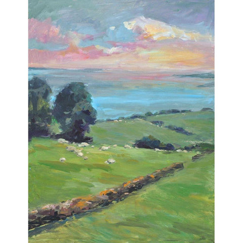 Fields Of Green Black Modern Wood Framed Art Print with Double Matting by Stevens, Allayn