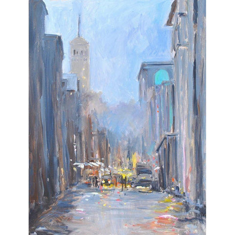 City View Black Modern Wood Framed Art Print with Double Matting by Stevens, Allayn