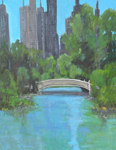 City Park White Modern Wood Framed Art Print with Double Matting by Stevens, Allayn