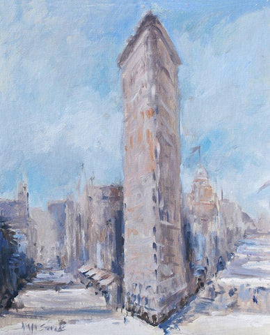 Flatiron White Modern Wood Framed Art Print with Double Matting by Stevens, Allayn