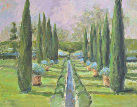 Garden Path -3 White Modern Wood Framed Art Print with Double Matting by Stevens, Allayn