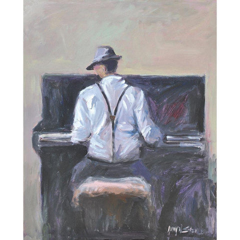 Play Me A Tune White Modern Wood Framed Art Print by Stevens, Allayn