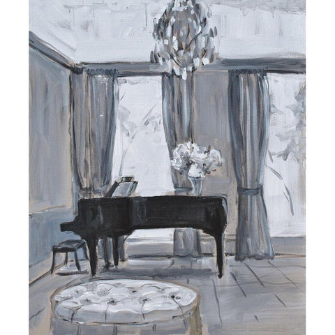 Piano Room Black Modern Wood Framed Art Print by Stevens, Allayn