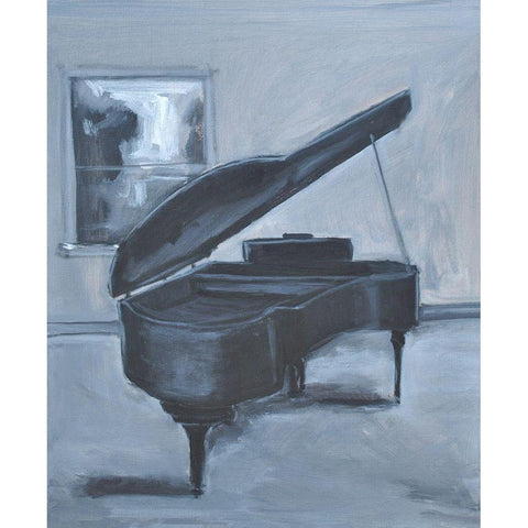 Blue Piano White Modern Wood Framed Art Print by Stevens, Allayn