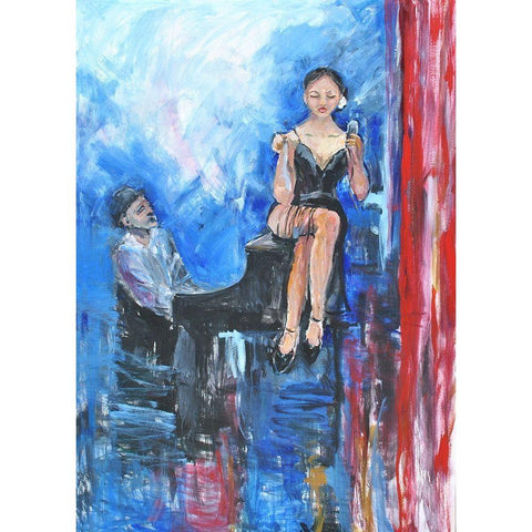 One More Tune Black Modern Wood Framed Art Print with Double Matting by Stevens, Allayn