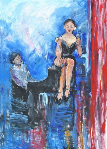 One More Tune Black Ornate Wood Framed Art Print with Double Matting by Stevens, Allayn