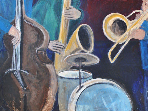 Quartet White Modern Wood Framed Art Print with Double Matting by Stevens, Allayn