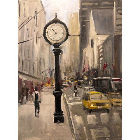 City Time White Modern Wood Framed Art Print by Stevens, Allayn